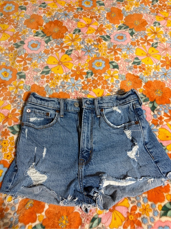Abercrombie & Fitch Pants - Abercrombie and Fitch Women’s Distressed High-Waist Denim Shorts - Blue